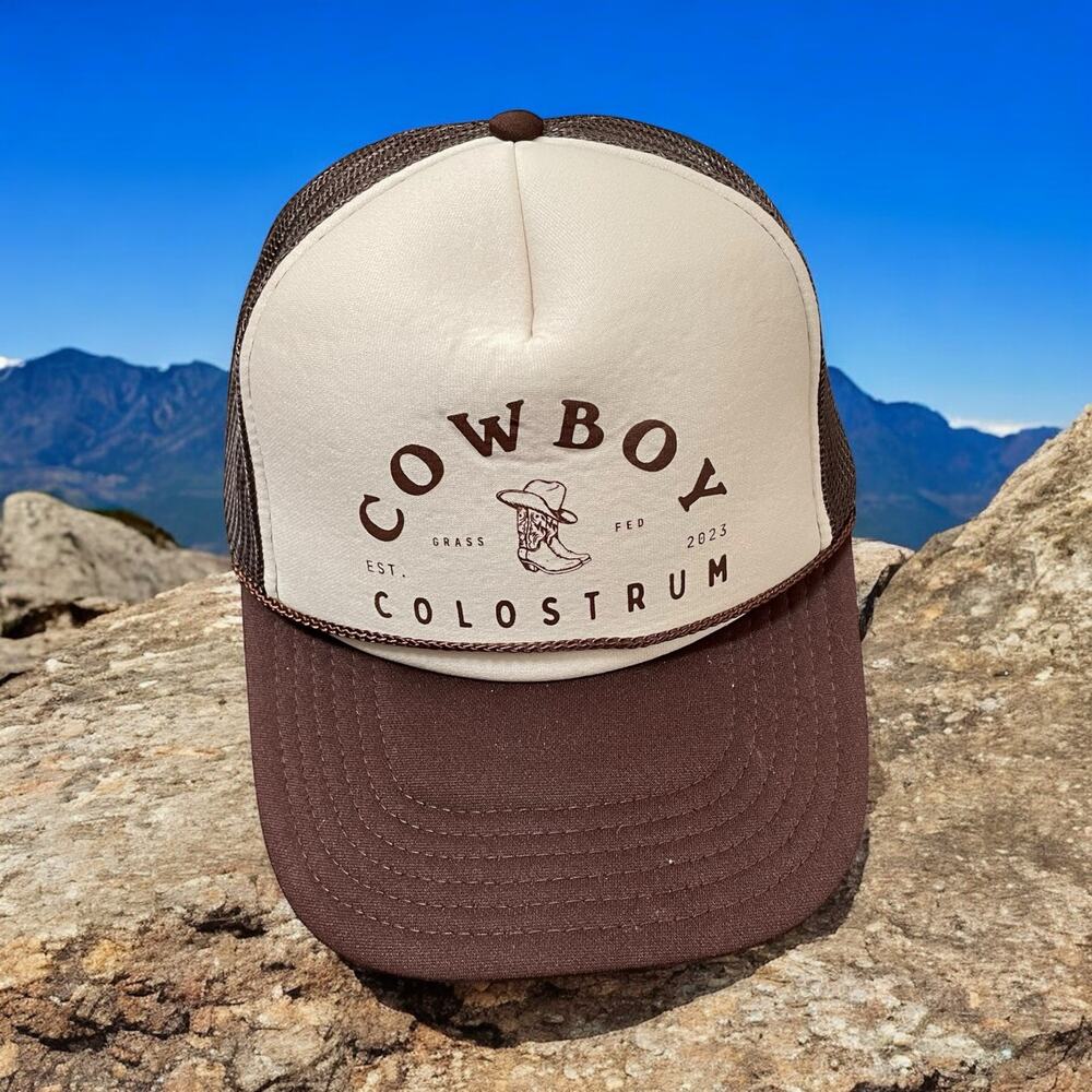 Cowboy Colostrum Otto Trucker Hat Brown 5 Panel Mesh Back Terry Sweatband Unisex